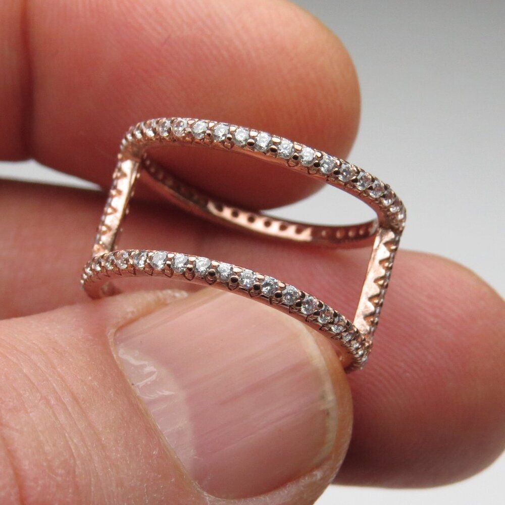 14k Rose Gold *925 Sterling Silver Diamond  Ring